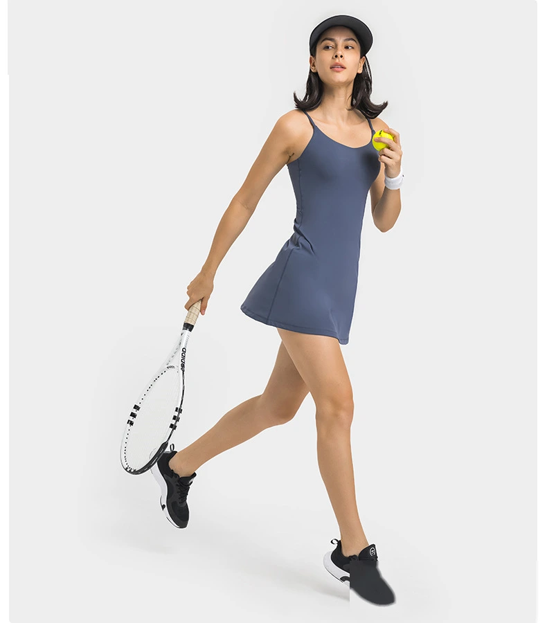Womens tennis skirts spaghetti straps padded tank top skirt detail