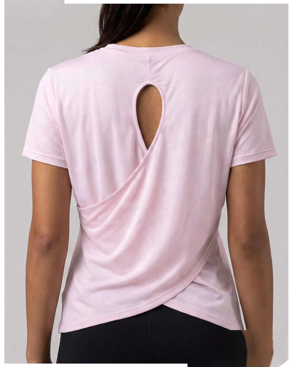 Summer short-sleeved women's new Jacquard running training suit fitness sports shirt T-shirt breathable blouse detail