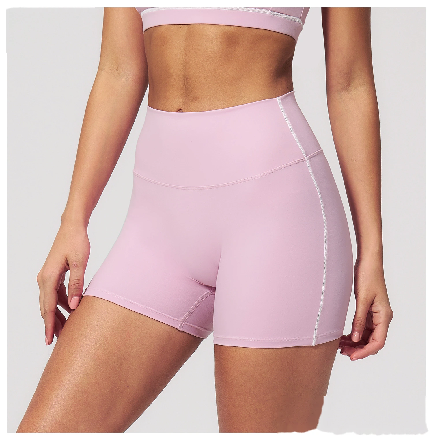 High Waist Peach Hip Naked Feel Yoga Shorts, Elastic Tight Sports Fitness Yoga Short Outfit for Women detail
