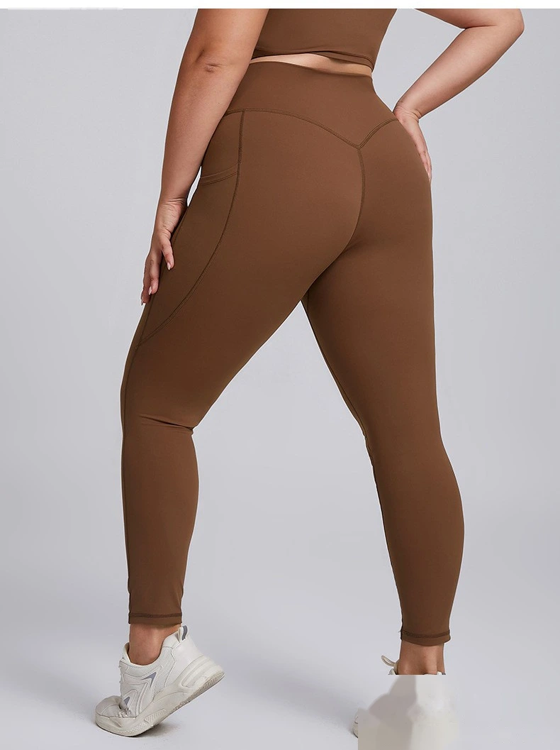 Customized plus-size fitness suit female high waist nude tight sports suit high elastic yoga suit two-piece suit detail