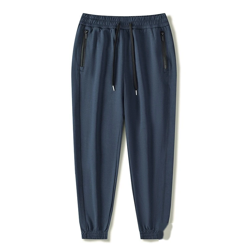 Men winter jogger pants loose running sweatpants with zip pockets detail
