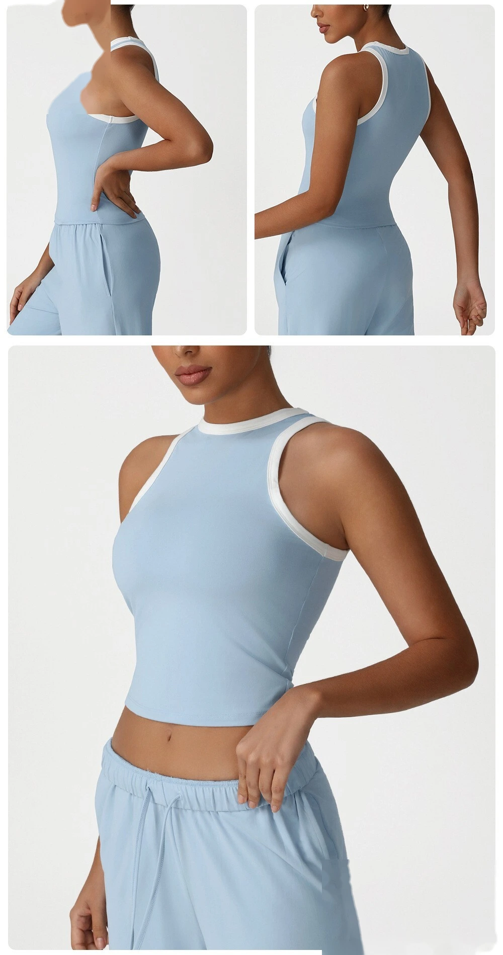 Customized high elastic slim vest running underwear new fashion contrast top fitness sports vest detail