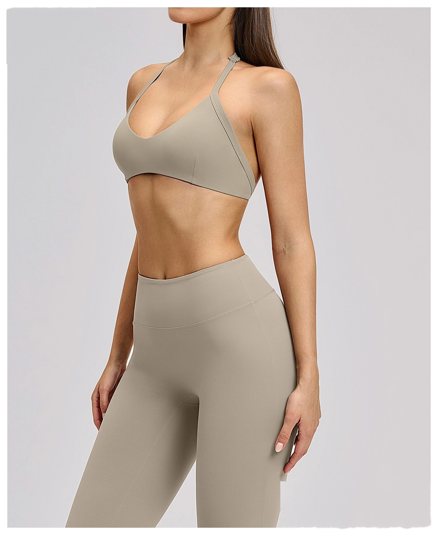 Custom Halter Neck Sports Bra Hollow Back Design Supportive Yoga Bra for Gym Workout Running detail