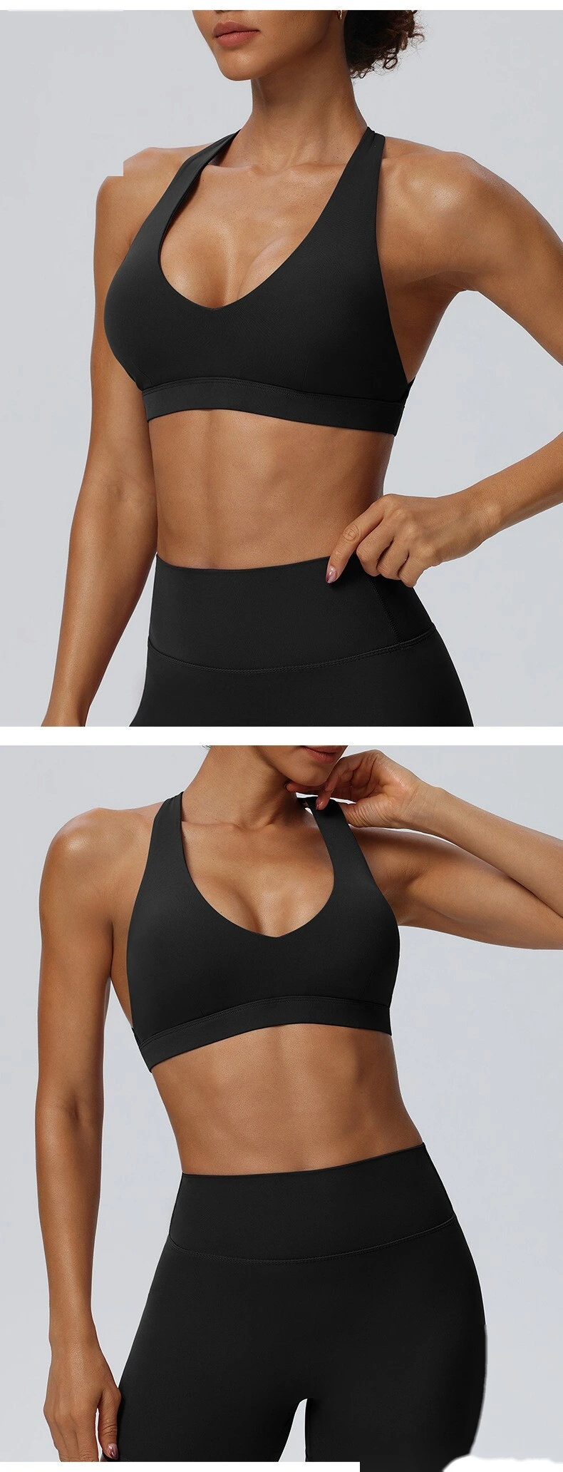 European American Style Halter Beauty Back Sports Bra, Breathable Quick Dry Yoga Fitness Underwear for Women detail
