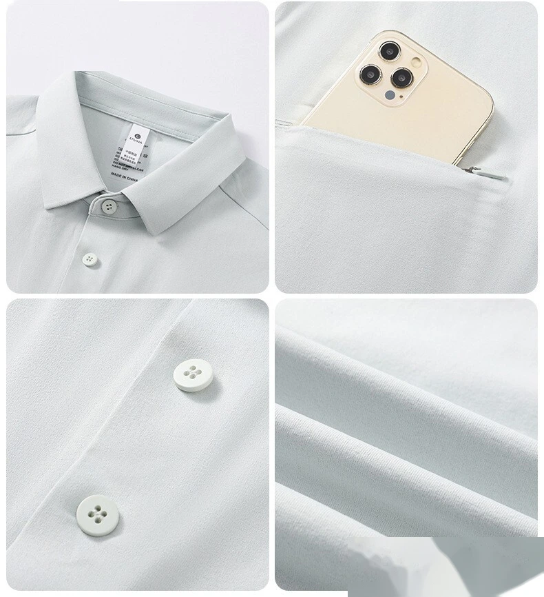 POLO shirt golf quick-drying clothes stand collar zipper fashion running casual men's design top detail