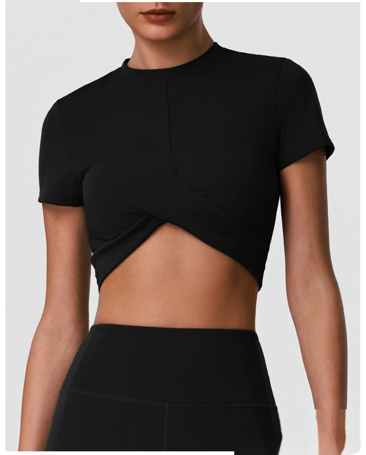 Women's Custom Waist Slimming Slim Fit Sports Fitness Short Sleeve, Casual Short Length Outdoor Yoga Top T-Shirt detail