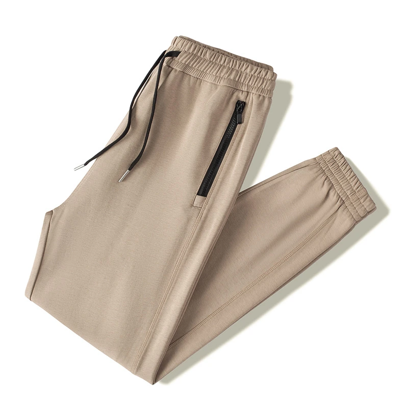 Men winter jogger pants loose running sweatpants with zip pockets detail