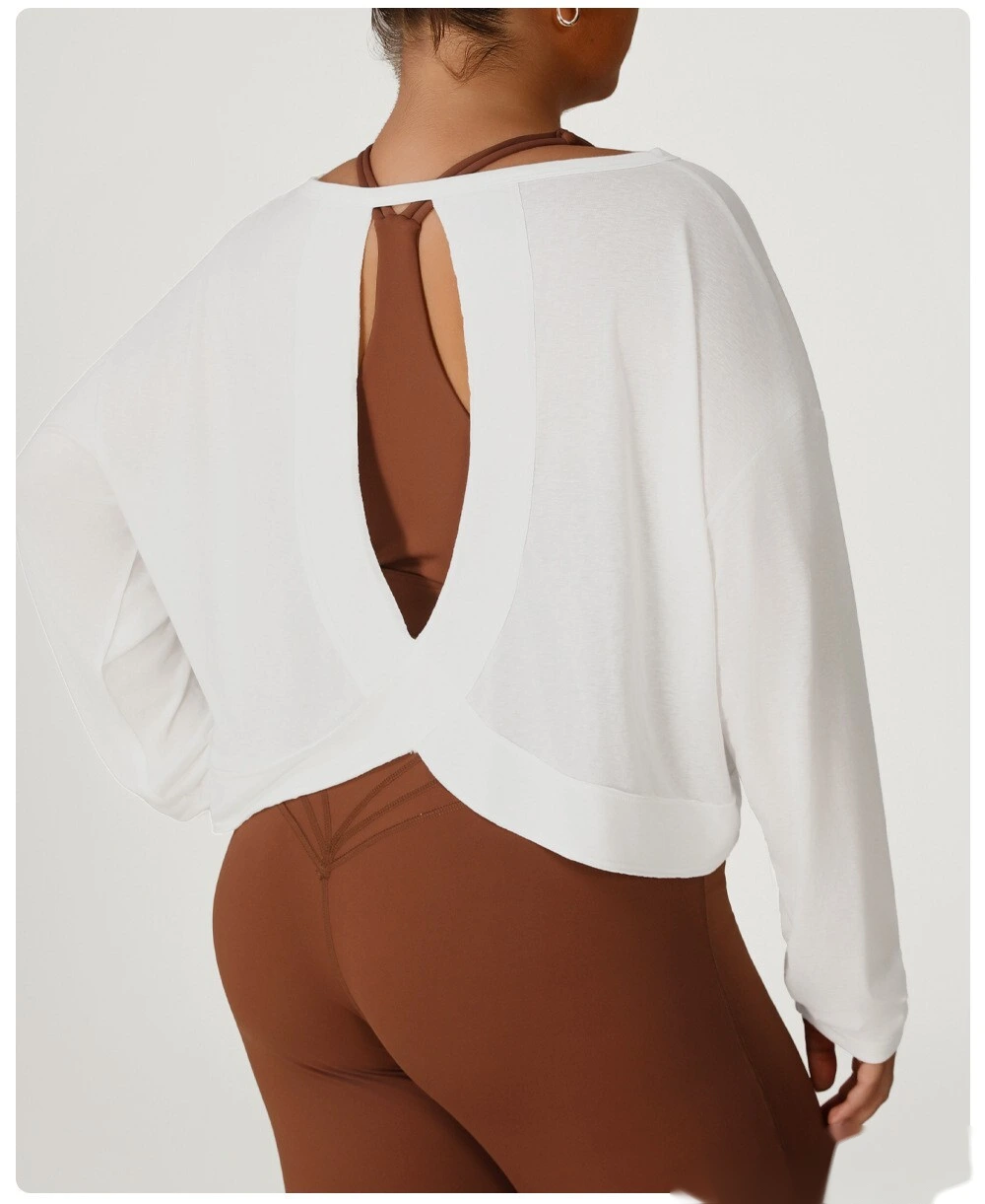 Customized plus-size sports smock breathable jacquard plus-size yoga clothes T-shirt detail