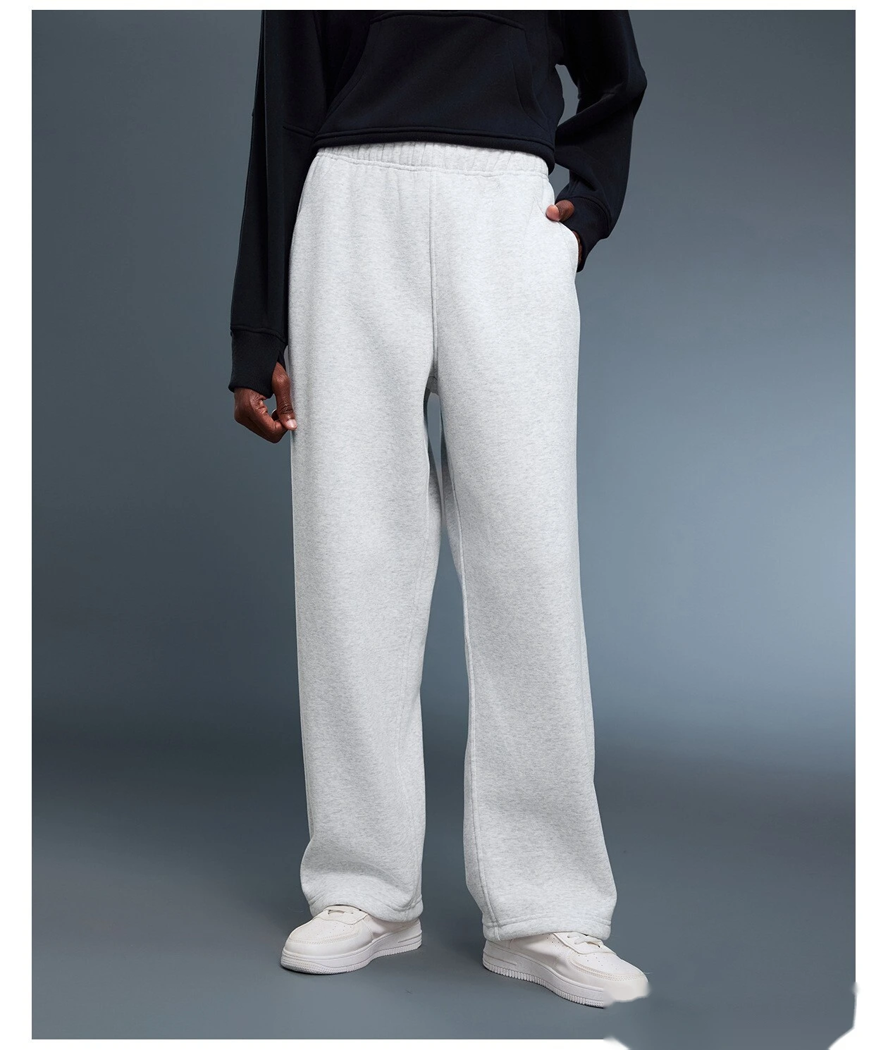 Customized velvet warm casual pants loose sports pants in autumn and winter ladies drawstring leg pants - allni detail