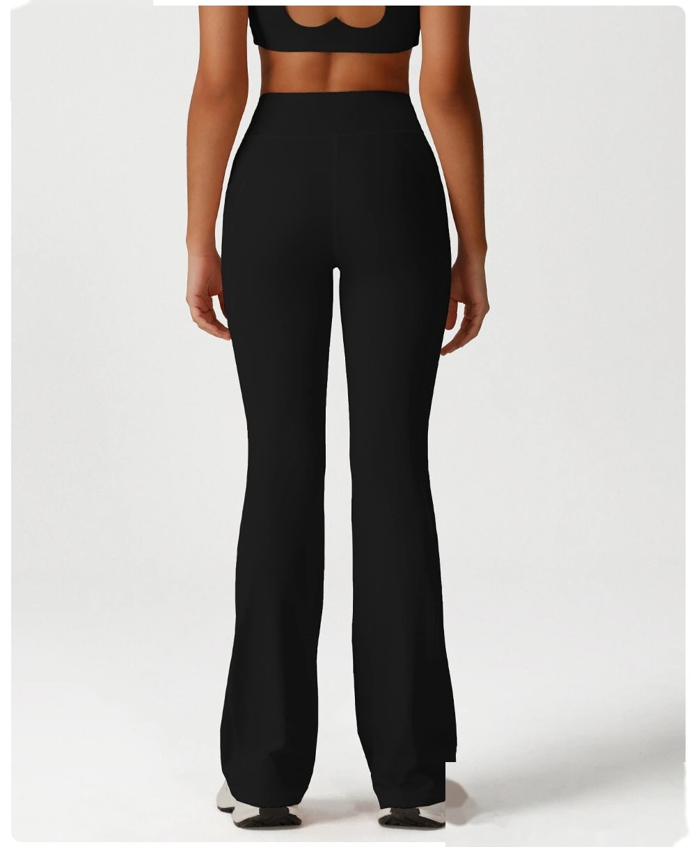 Custom-made cross high waist yoga dance sports wide-leg pants leisure hip fitness micro-pants. detail