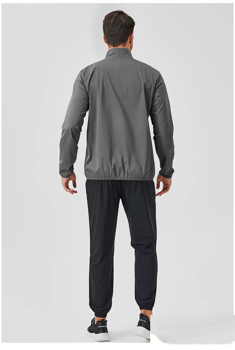 Custom autumn and winter sports coat stand collar zipper jacket outdoor windproof long sleeve cardigan running fitness detail