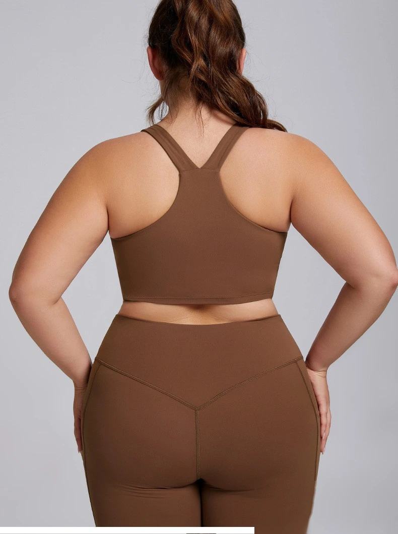 Customized plus-size fitness suit female high waist nude tight sports suit high elastic yoga suit two-piece suit detail