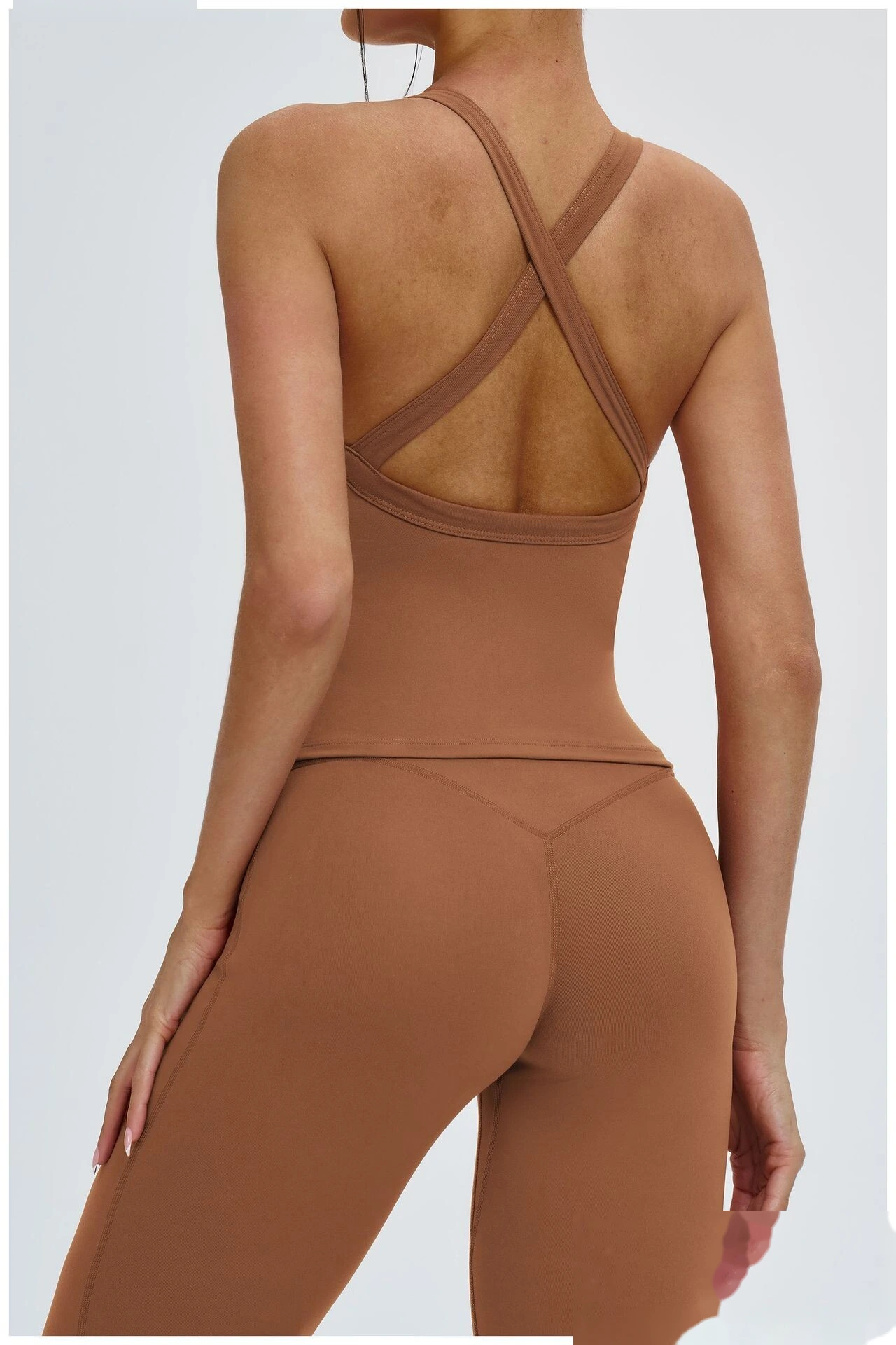 Bulk Custom Open Back Yoga Tank - High-Support Shockproof Cutout Workout Top for Outdoor Gym detail