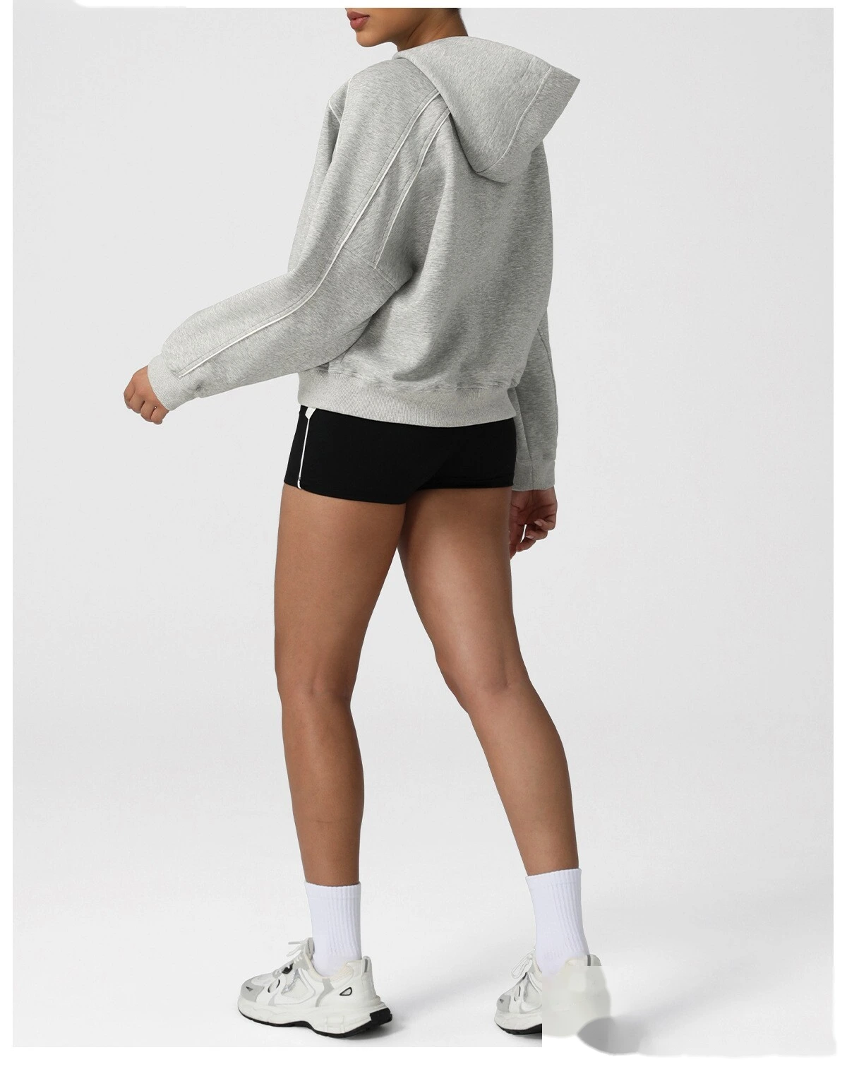 Customized autumn and winter loose, thickened casual sports running hooded long-sleeve training fitness sweatshirt detail