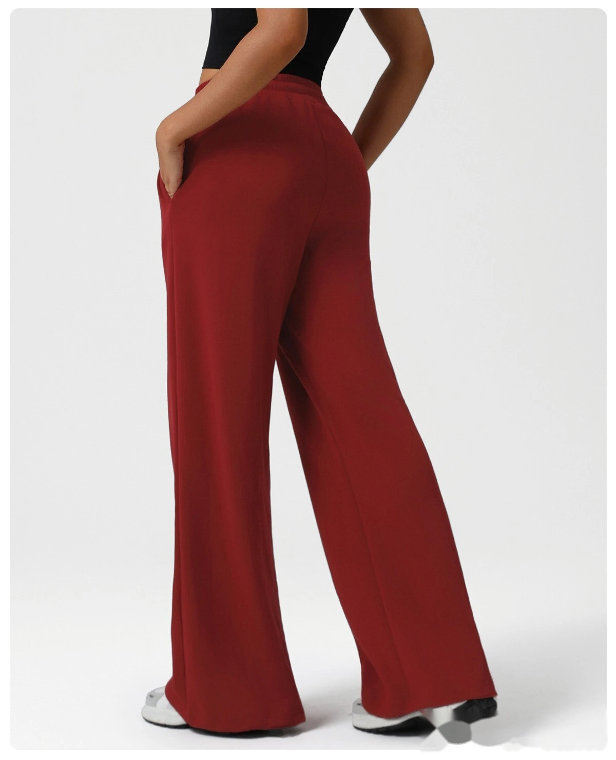Europe and America new high waist drawstring sports casual pants Yoga wide-leg pants loose casual pants detail