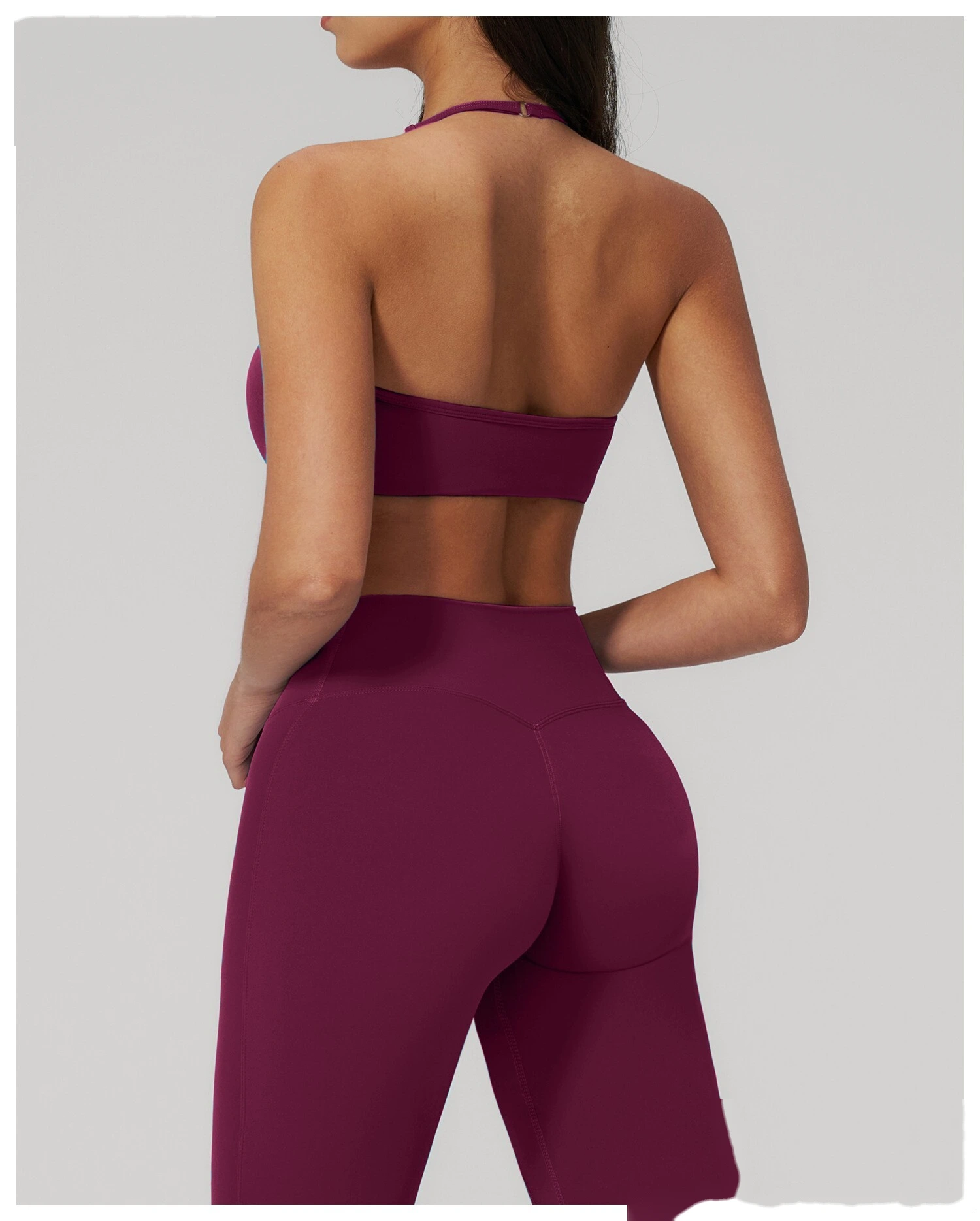 Custom Women's Beauty Back Sports Bra High Waist Butt Lifting Yoga Leggings 2 Piece Workout Set detail