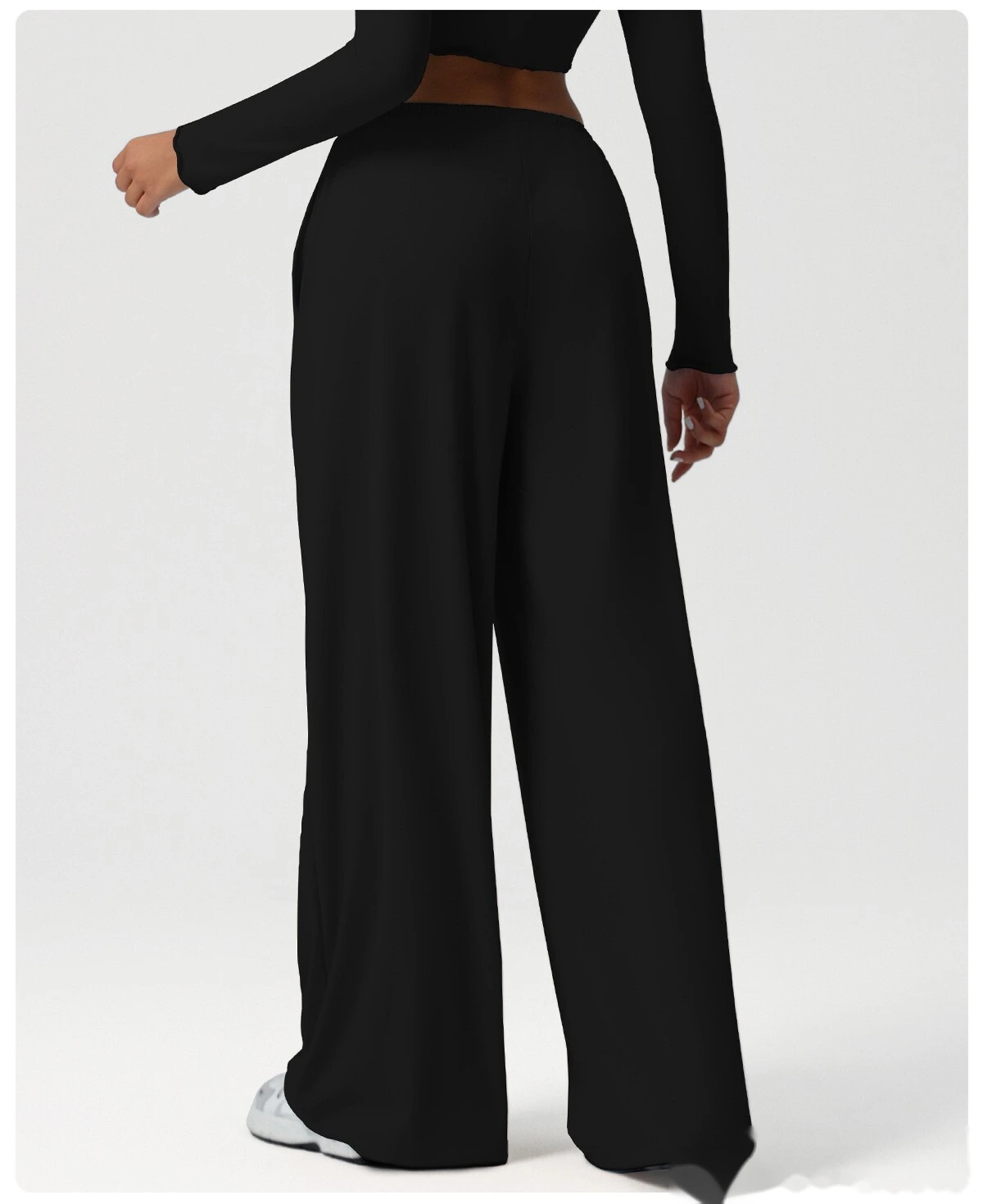 Custom wide-leg women's sweatpants loose low waist fitness pants elastic leisure yoga belt pocket detail