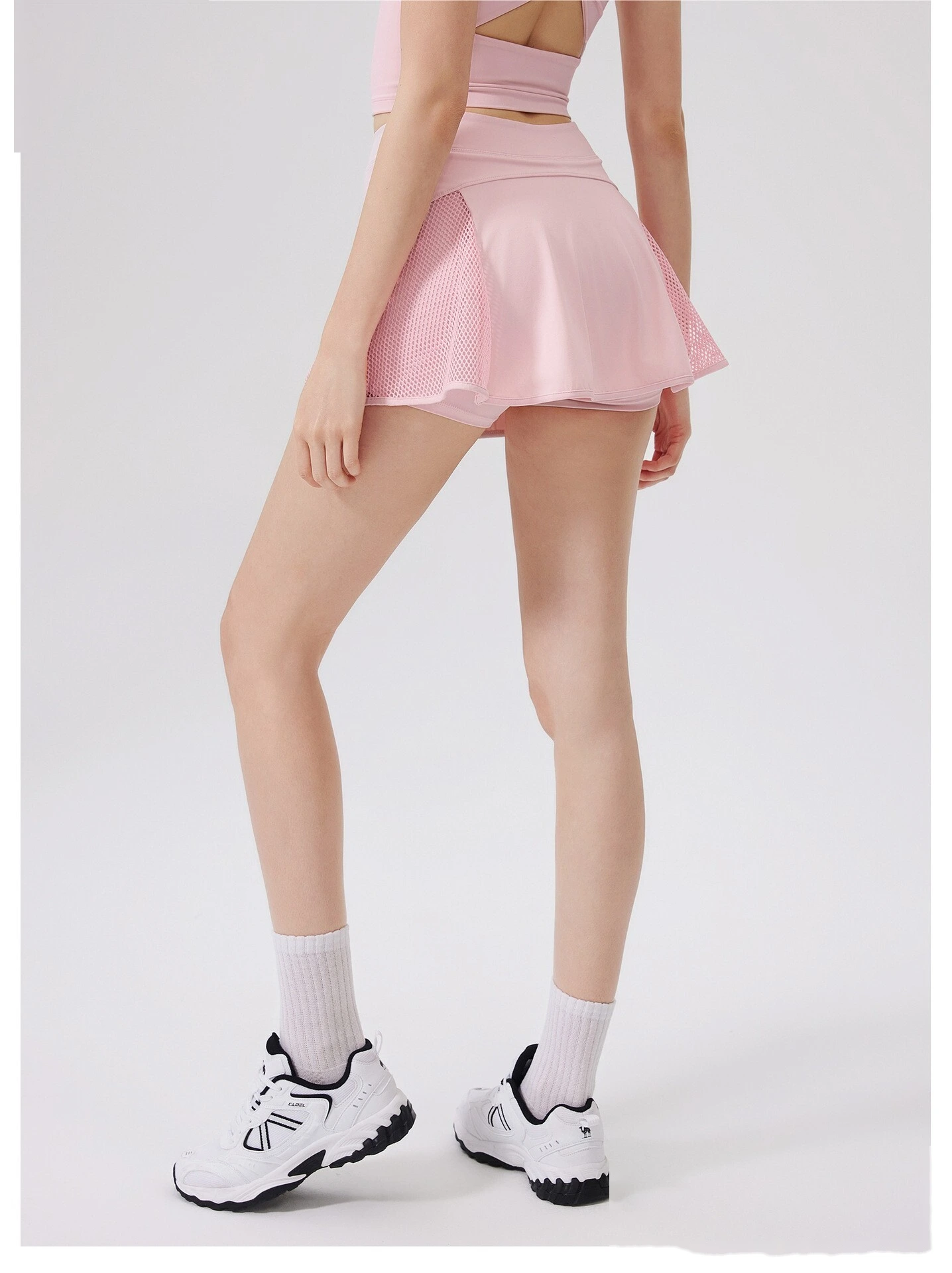 Custom mesh sports skirt nude yoga skirt comfortable anti-exposure skirt pants breathable hollow skirt detail