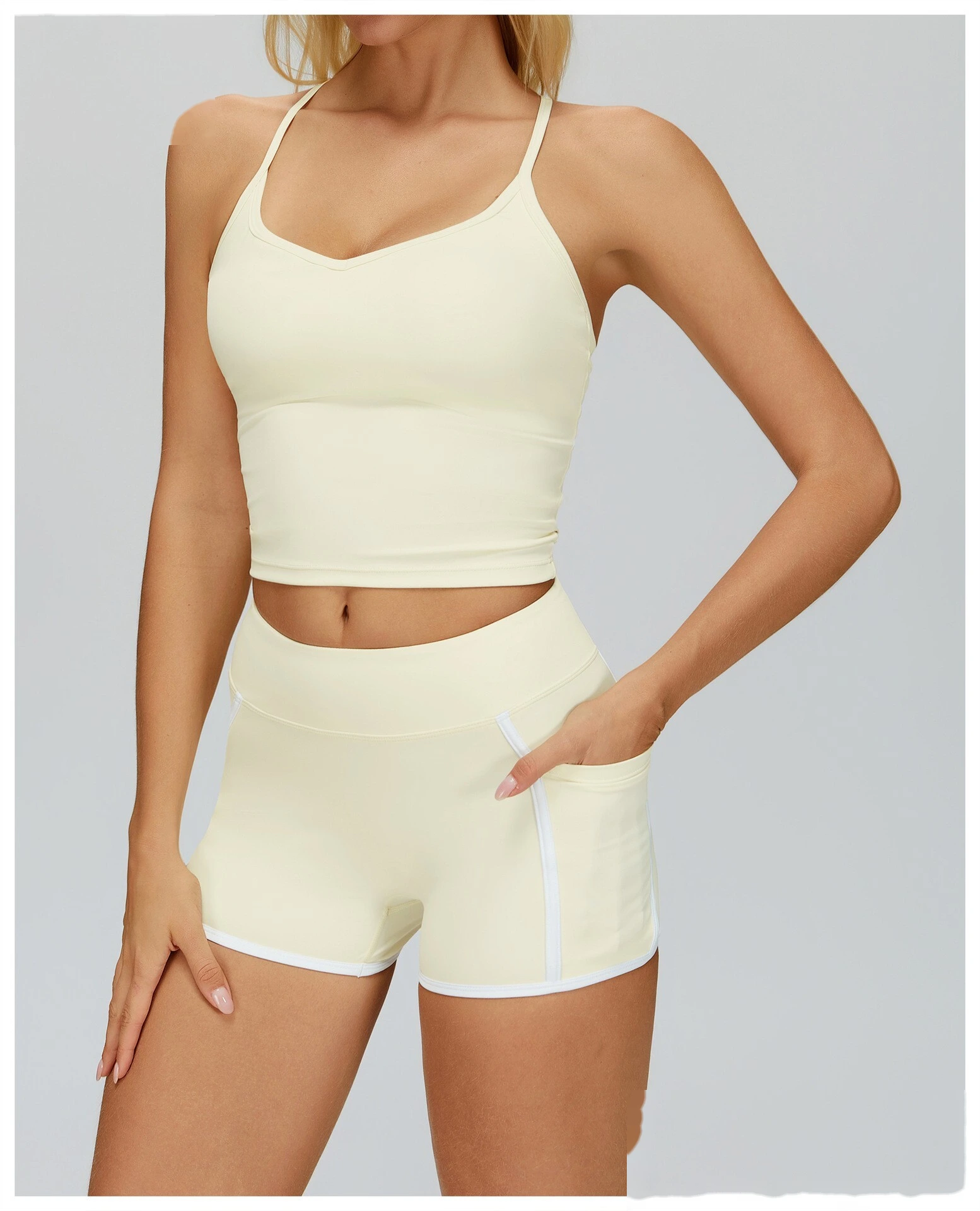 Custom Naked-Feel Yoga Tank Top - Women’s Cross Back Tight Sports Bra for Running Fitness detail