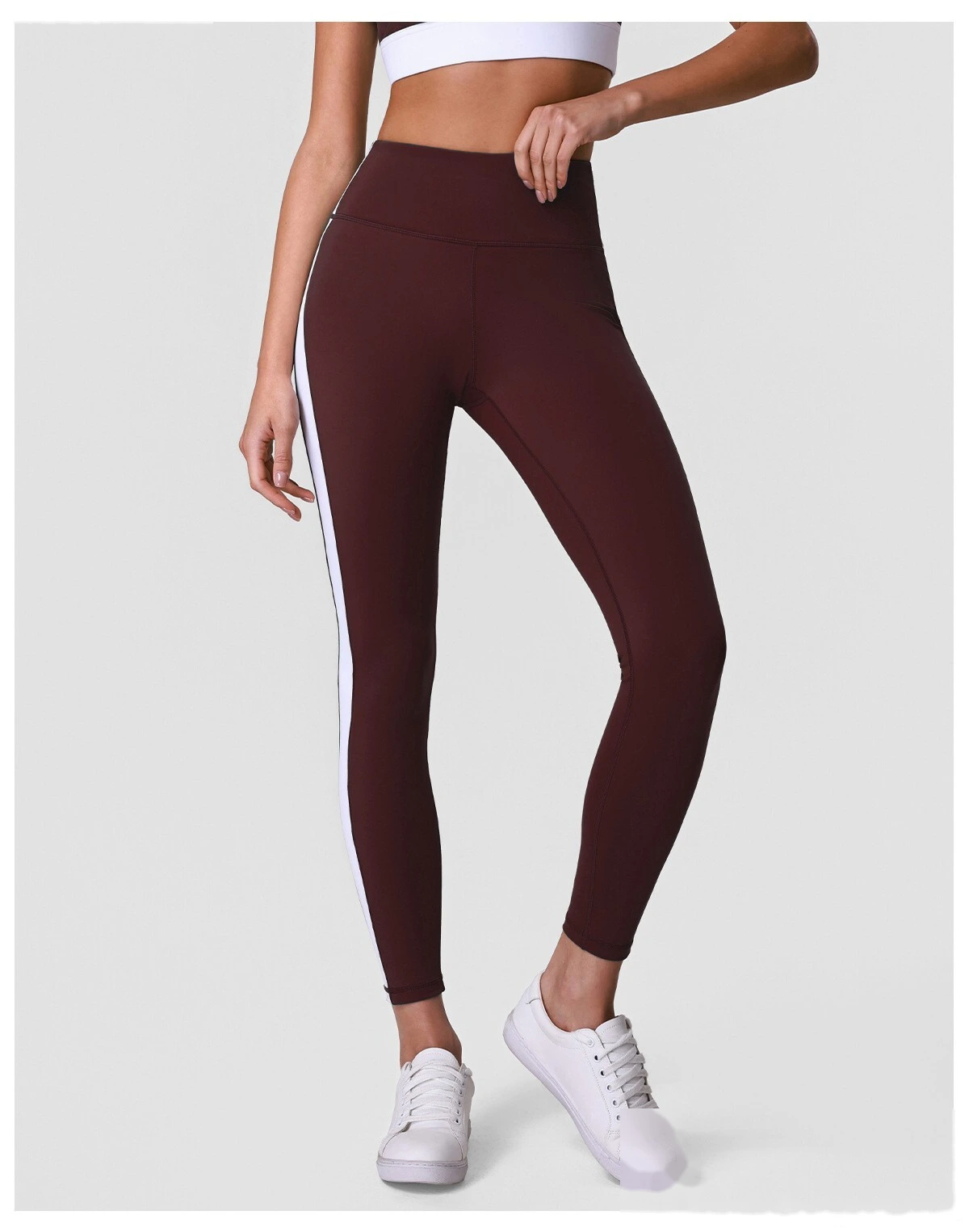 Women’s Custom Color Block Running Pants High Waist Tummy Control Butt Lifting Yoga Fitness Leggings detail