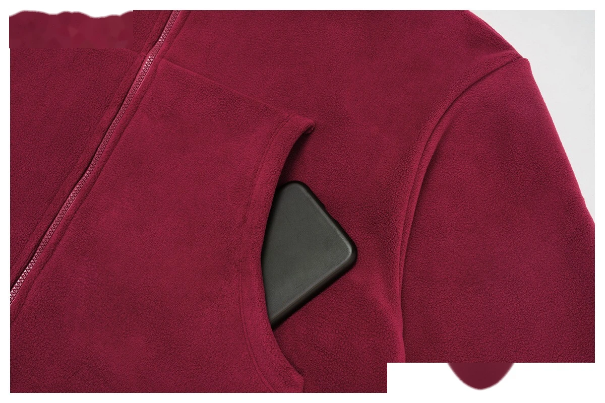 Customized Stand-Collar Windproof Warm Polar Fleece Drawstring Jacket - Women’s Fleece-Lined Athletic Sweatshirt detail