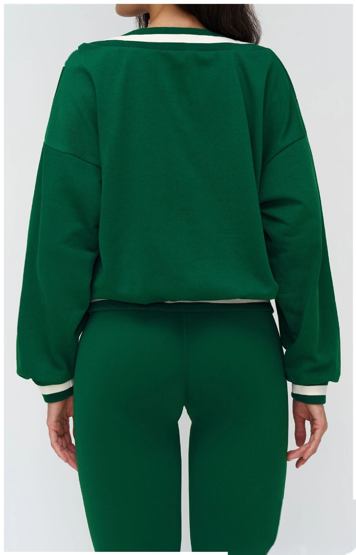 Bulk Custom V-Neck Casual Hoodie - Color Block Loose Fit Outdoor Sports Running Sweatshirt detail