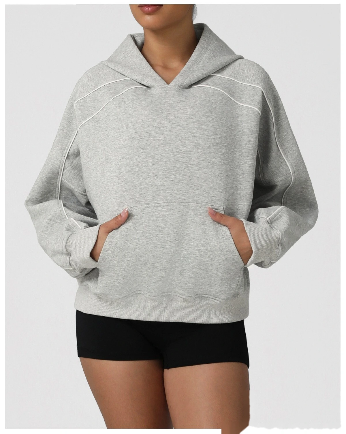 Customized autumn and winter loose, thickened casual sports running hooded long-sleeve training fitness sweatshirt detail