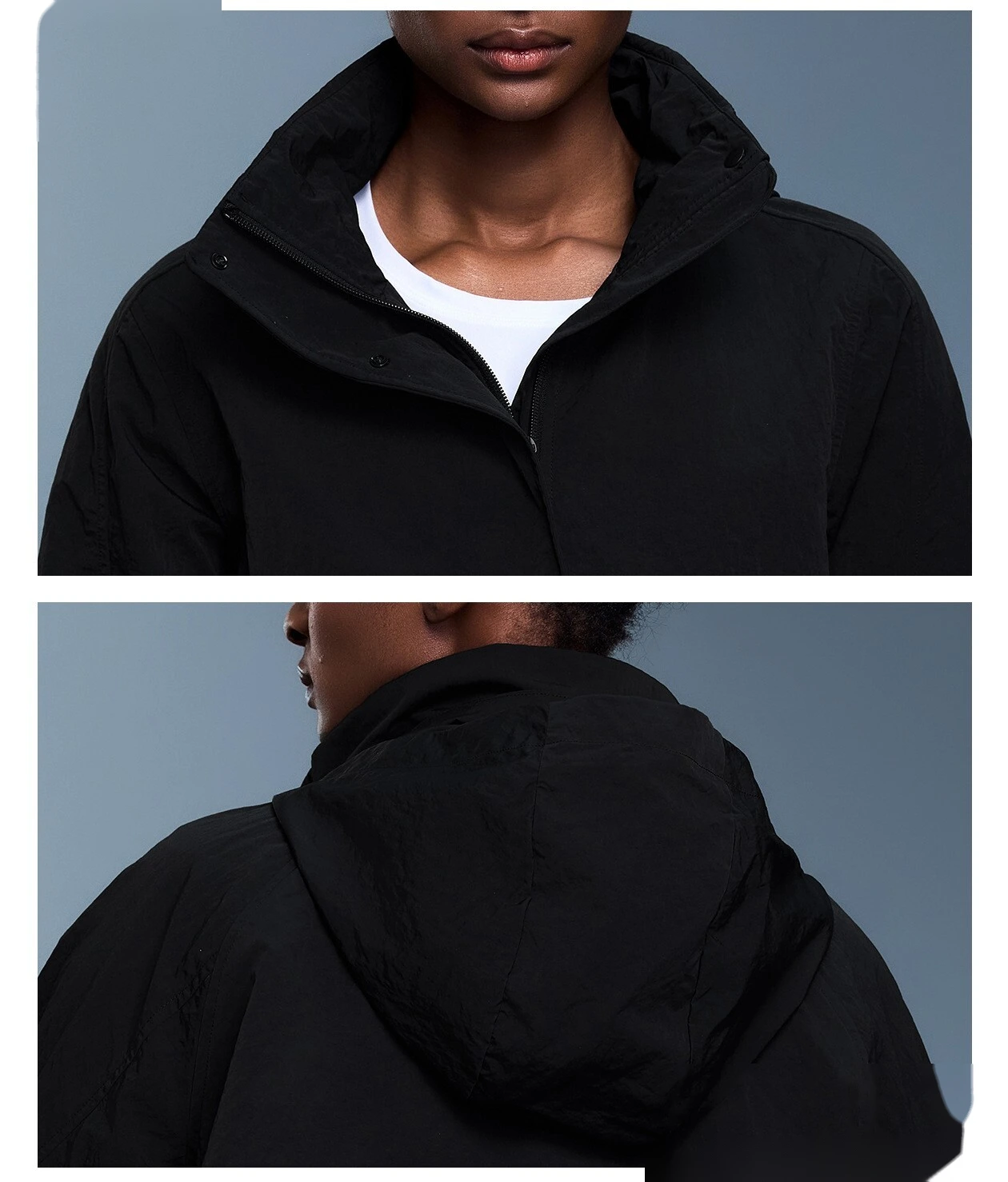 Customized outdoor waterproof sports windbreaker women's hooded casual jacket coat in autumn. detail