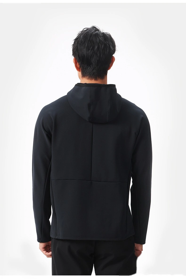 Custom autumn and winter running quick-drying clothes men's sports T-shirt half zipper hooded sweater detail