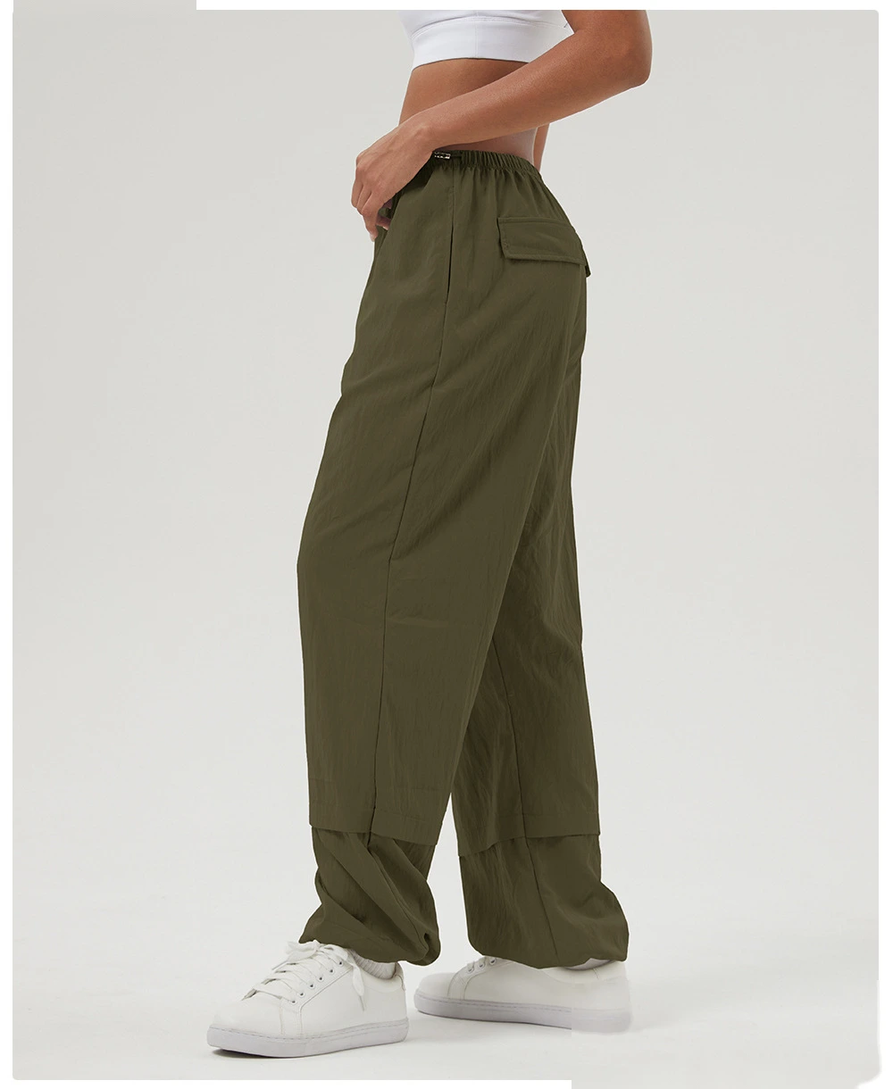 Custom-made loose casual overalls women's high-waisted leg straight pants autumn and winter outdoor sports pants detail