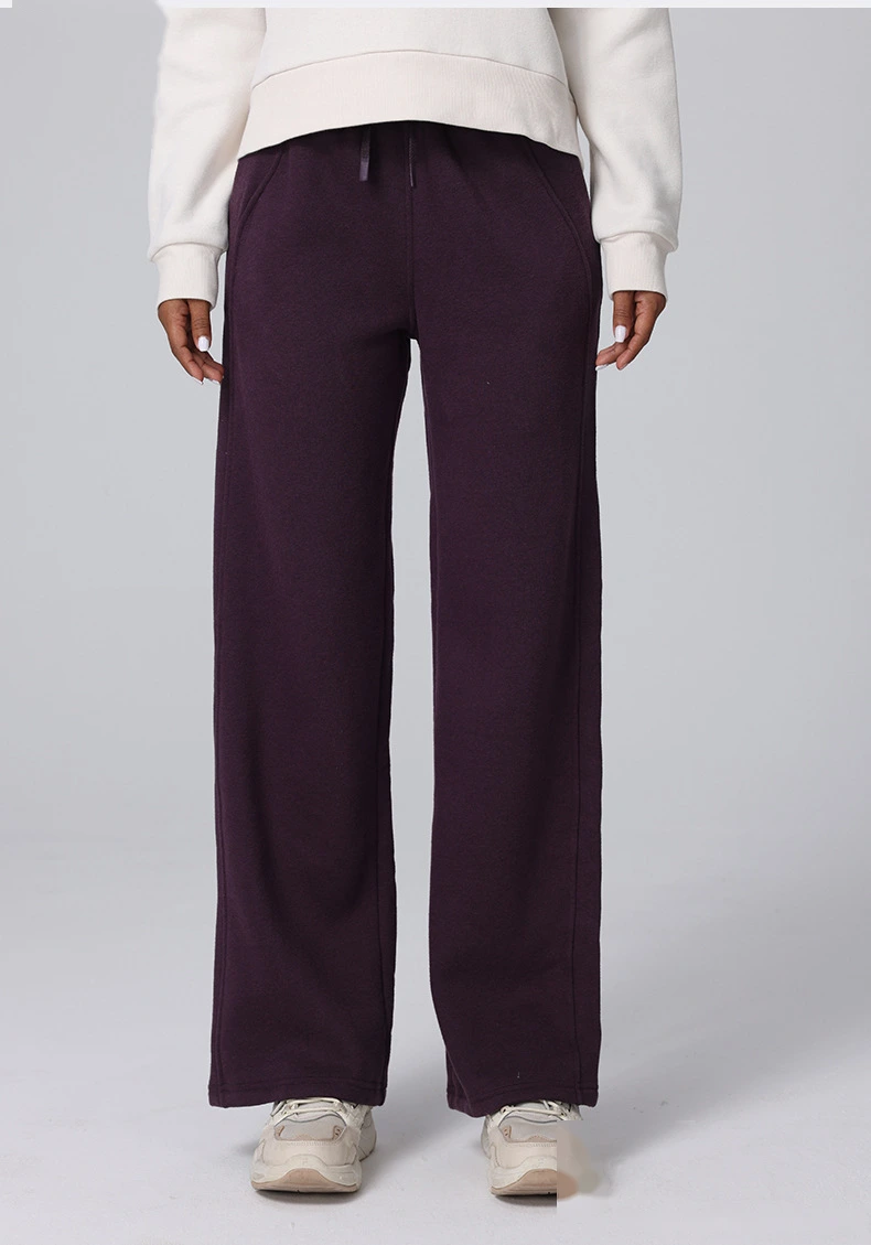 Custom autumn and winter high waist yoga pants casual straight wide-leg pants running plus velvet sports pants women detail