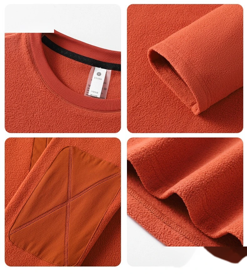 Custom New Style Men's Winter Outdoor Long T-Shirt | Crew Neck Fleece, Warm, for Sports & Daily Wear detail