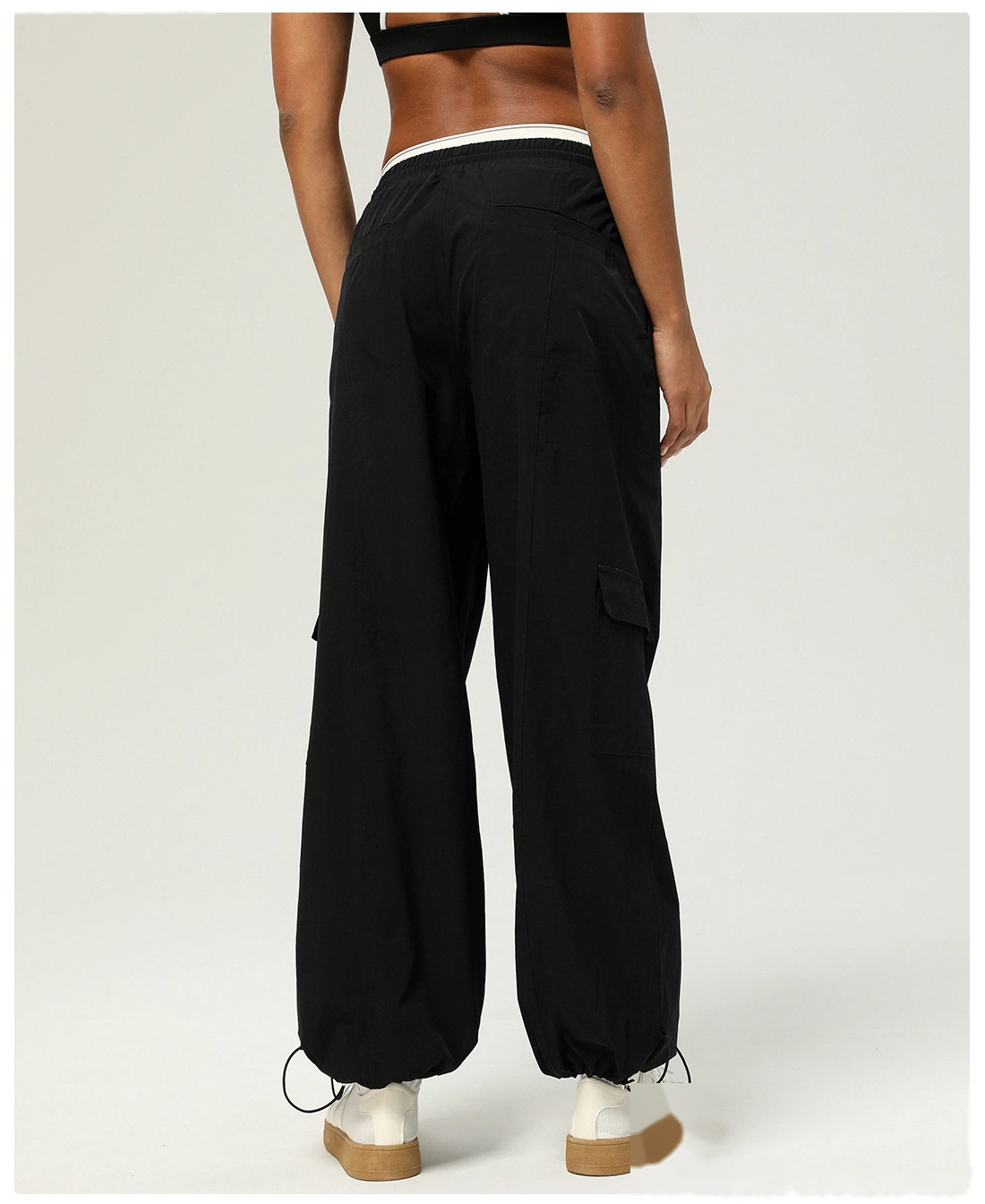 Custom-made loose-pocket tooling sweatpants for women's outdoor fitness straight wide-leg leg leggings detail