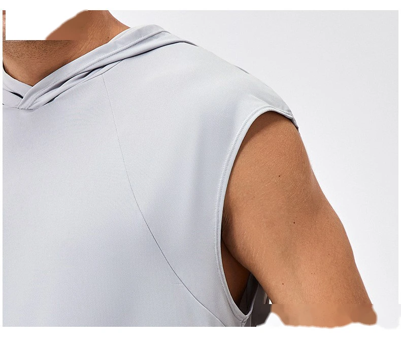 Customized men's loose quick-drying basketball running jacket hooded fitness vest detail