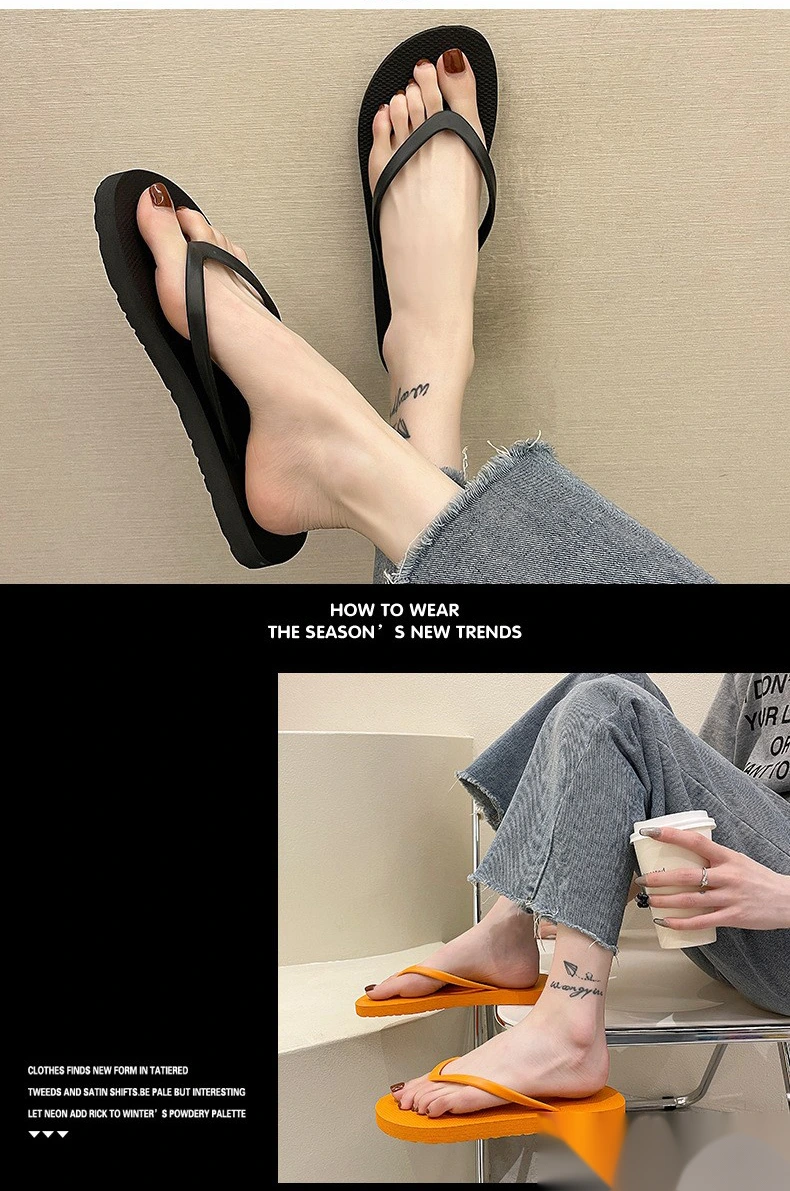Custom flip-flops women sandals and slippers home outdoor wear fashion non-slip beach wear shoes. detail