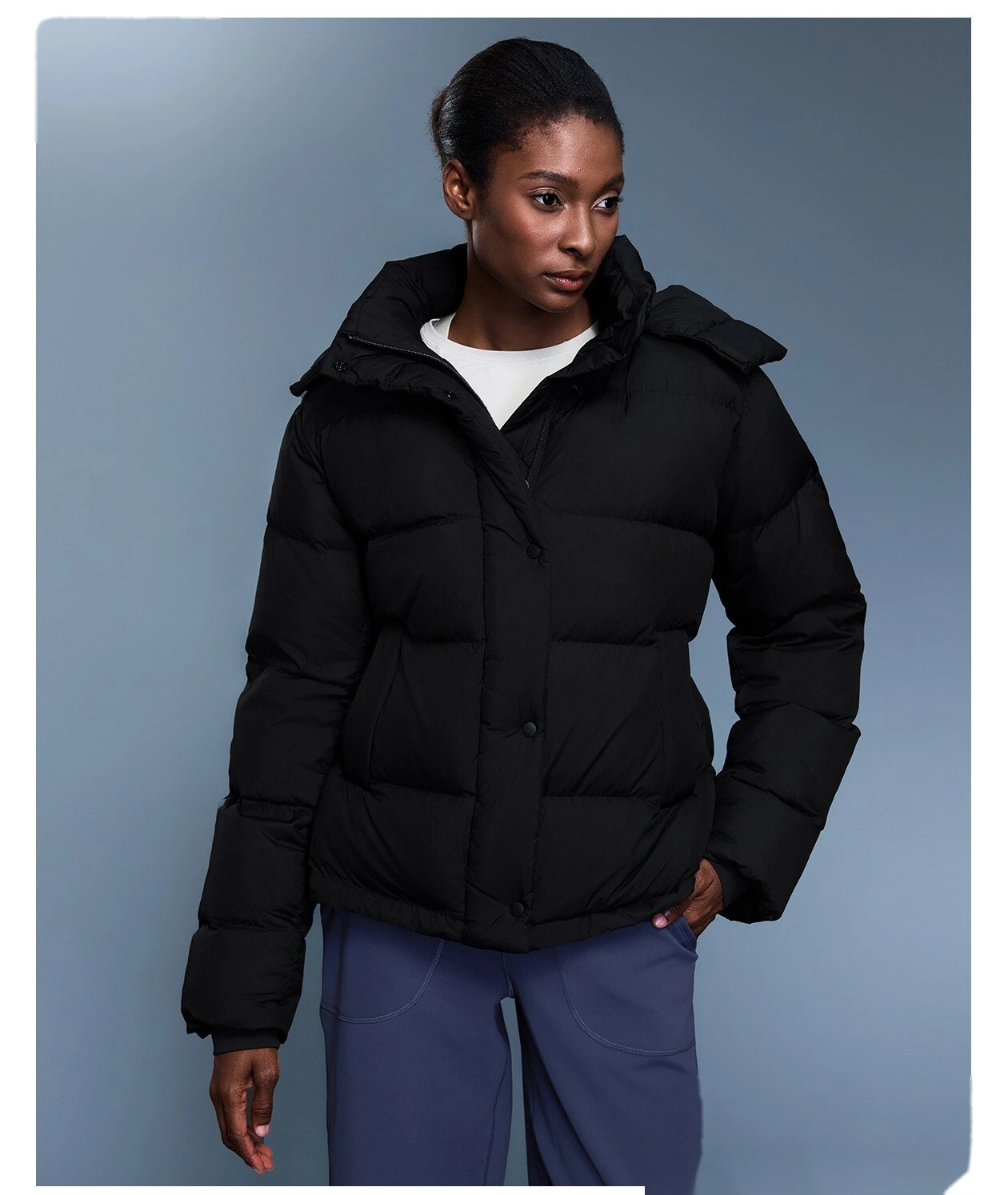 Customized new down jacket women waist drawstring hooded windproof warm bread coat in winter detail