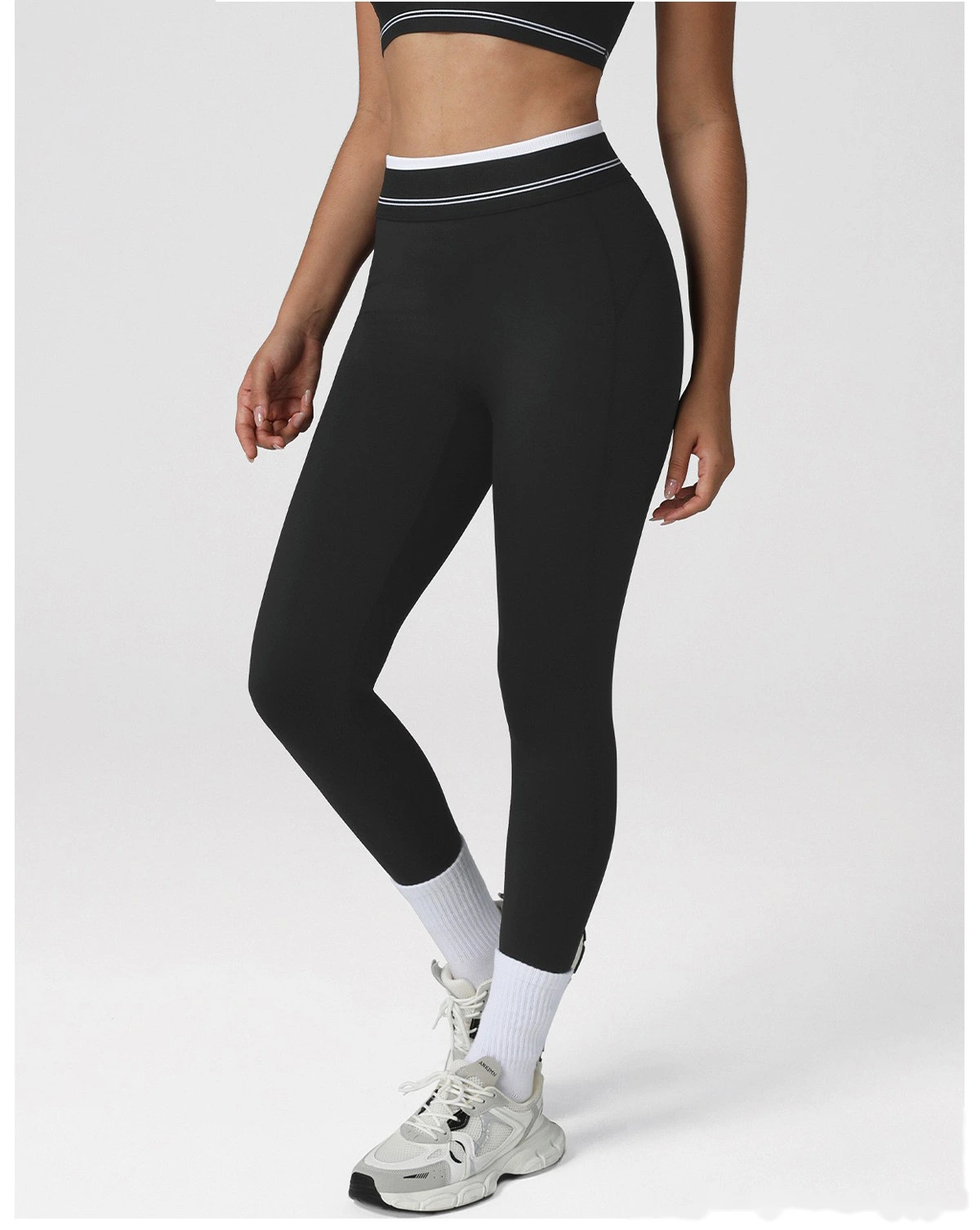Women's Customizable Naked - Feeling Yoga Pants - High-Waisted Color Block Butt-Lifting Slim-Fit Workout Leggings detail
