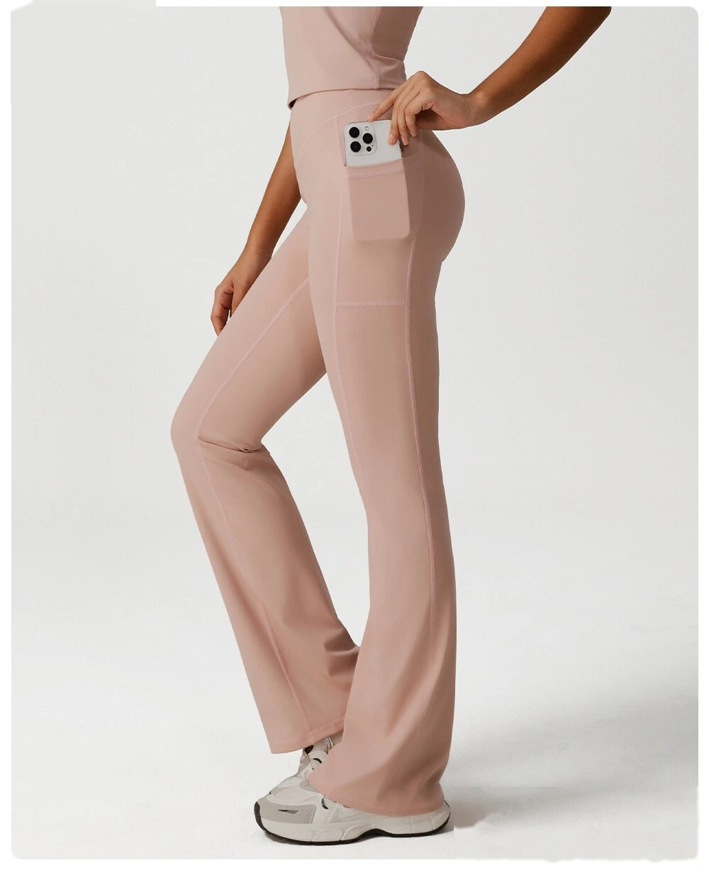 Custom-made cross high waist yoga dance sports wide-leg pants leisure hip fitness micro-pants. detail