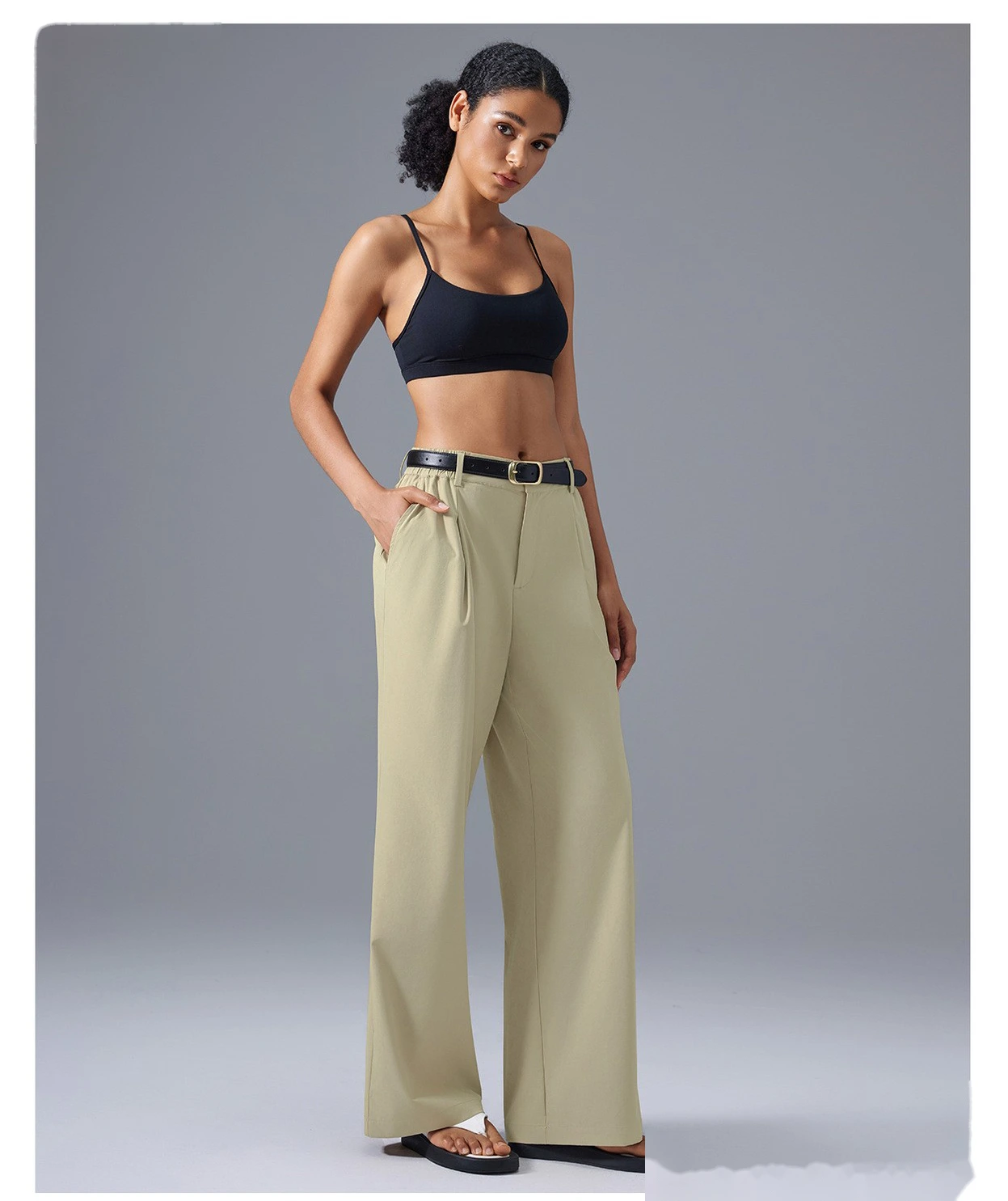 Custom-made wide-leg pants with high waist drape casual straight sports pants breathable yoga fitness pants women detail