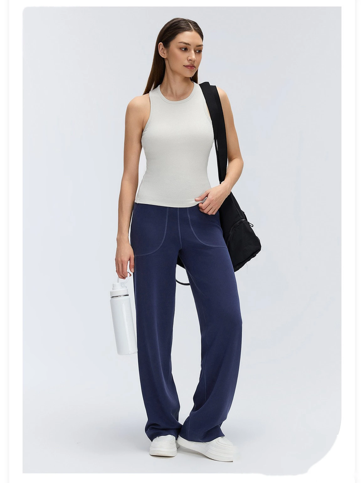 Custom Women's High Waist Draping Wide Leg Pants Loose Casual Trousers Soft Yoga Pants detail