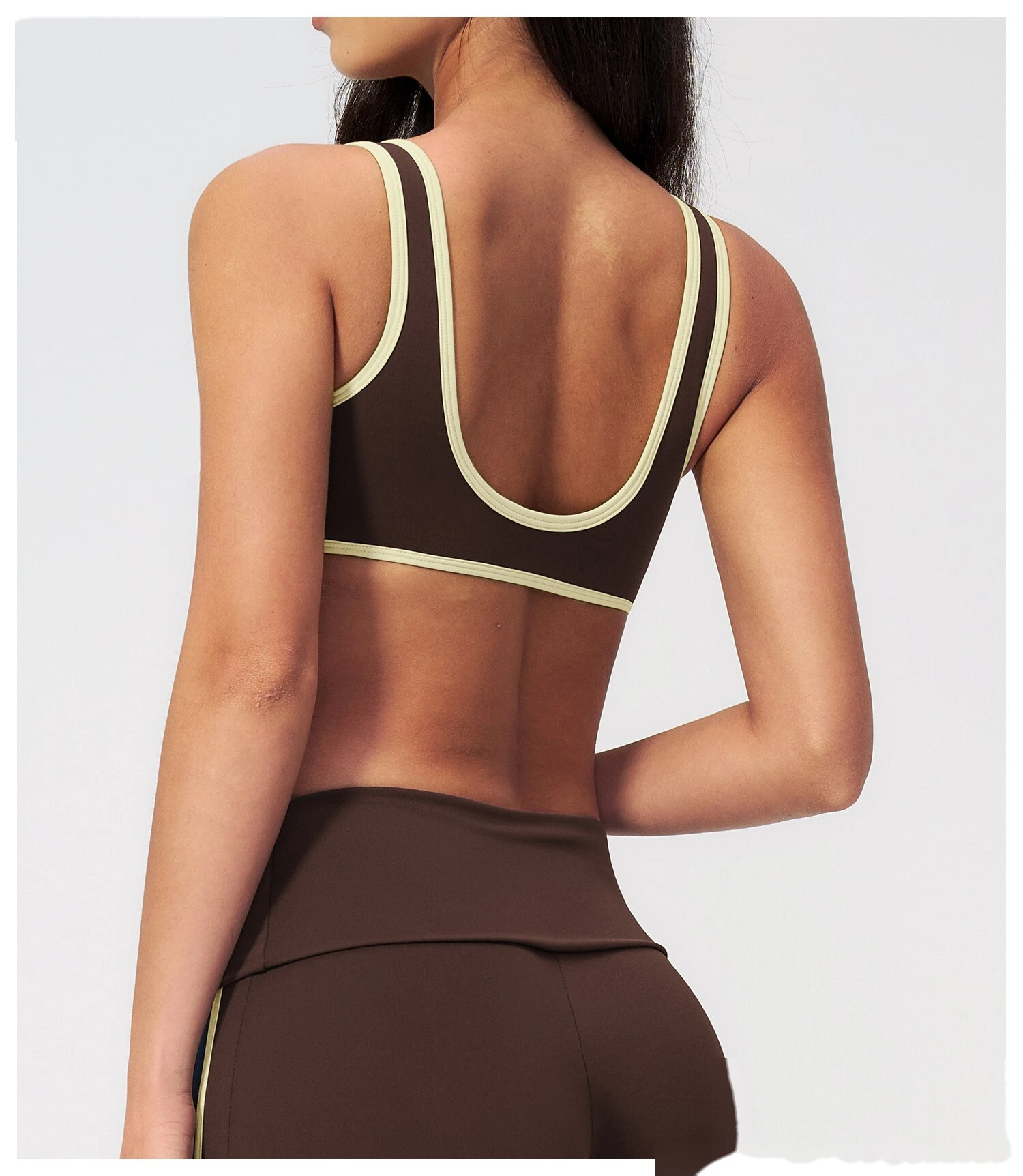 Women Color Block Open Back Sports Bra, Quick Dry Breathable Outdoor Workout Yoga Athletic Bra detail