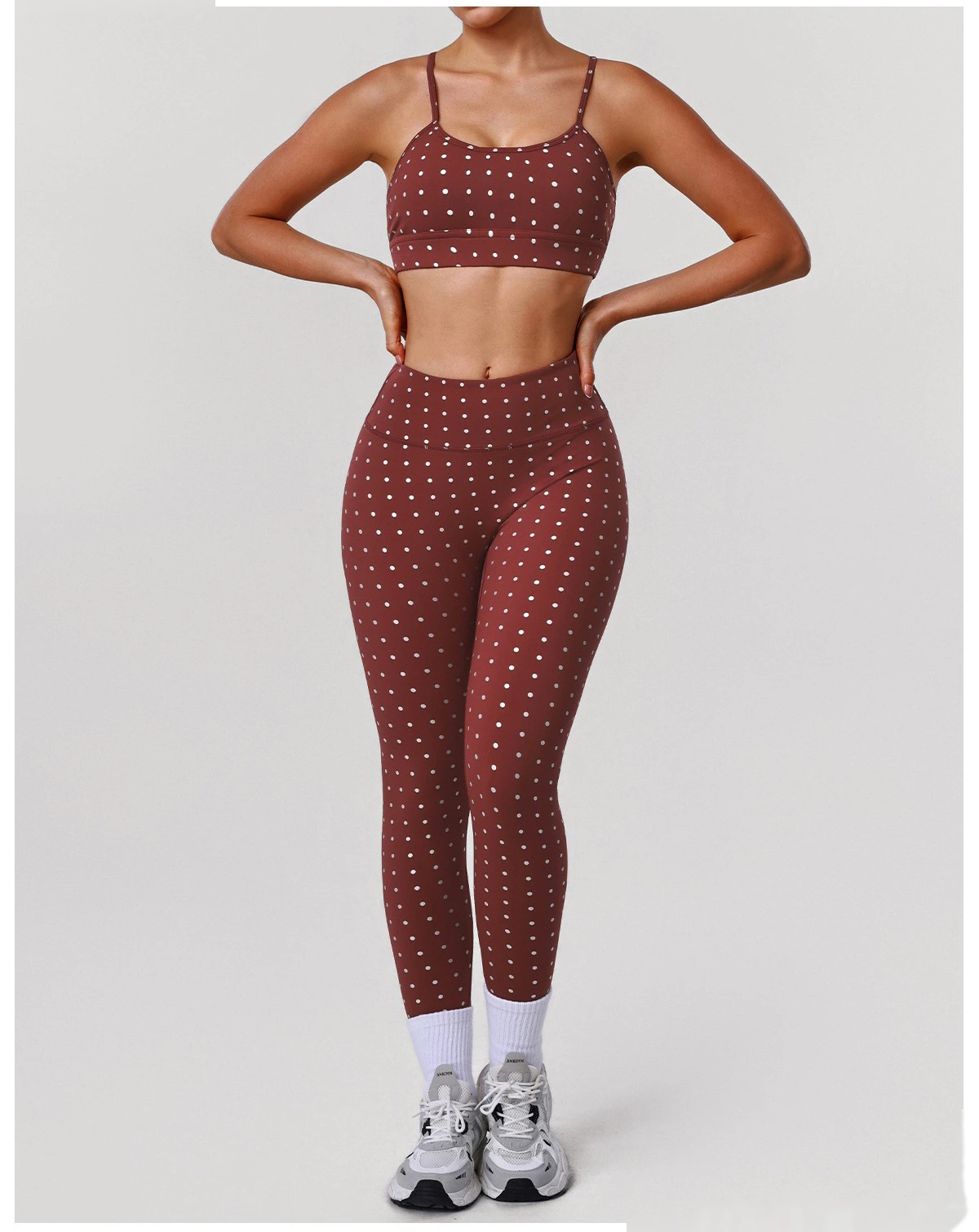 Bulk Custom Silver Polka Dot Yoga Leggings - Factory Direct High-Waisted Tights Products detail