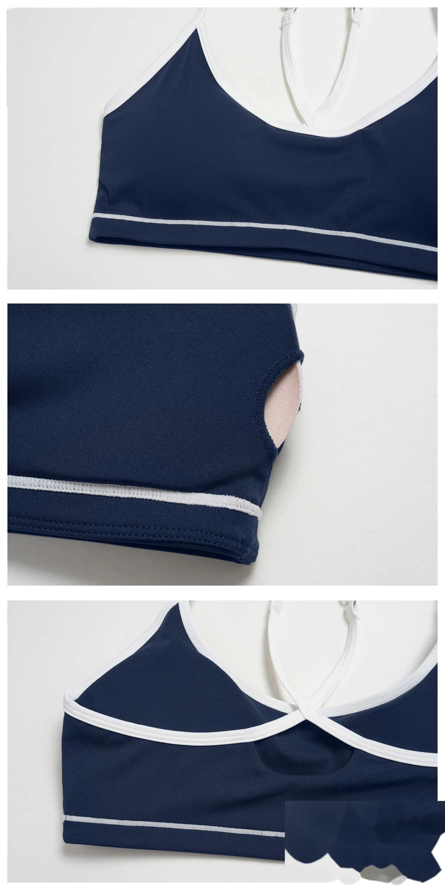 Custom Women’s Color Block Beauty Back Sports Bra Medium Support Yoga Gym Bra detail