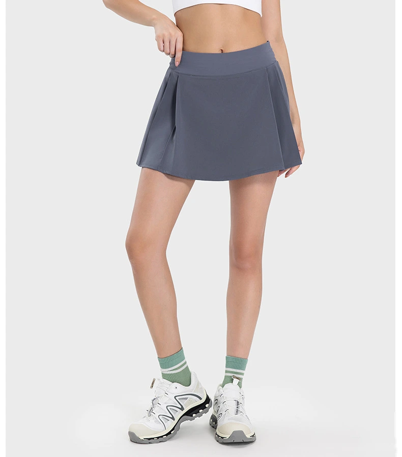 Customized pleated yoga shorts skirt female fake two-piece anti-exposure tennis skirt detail