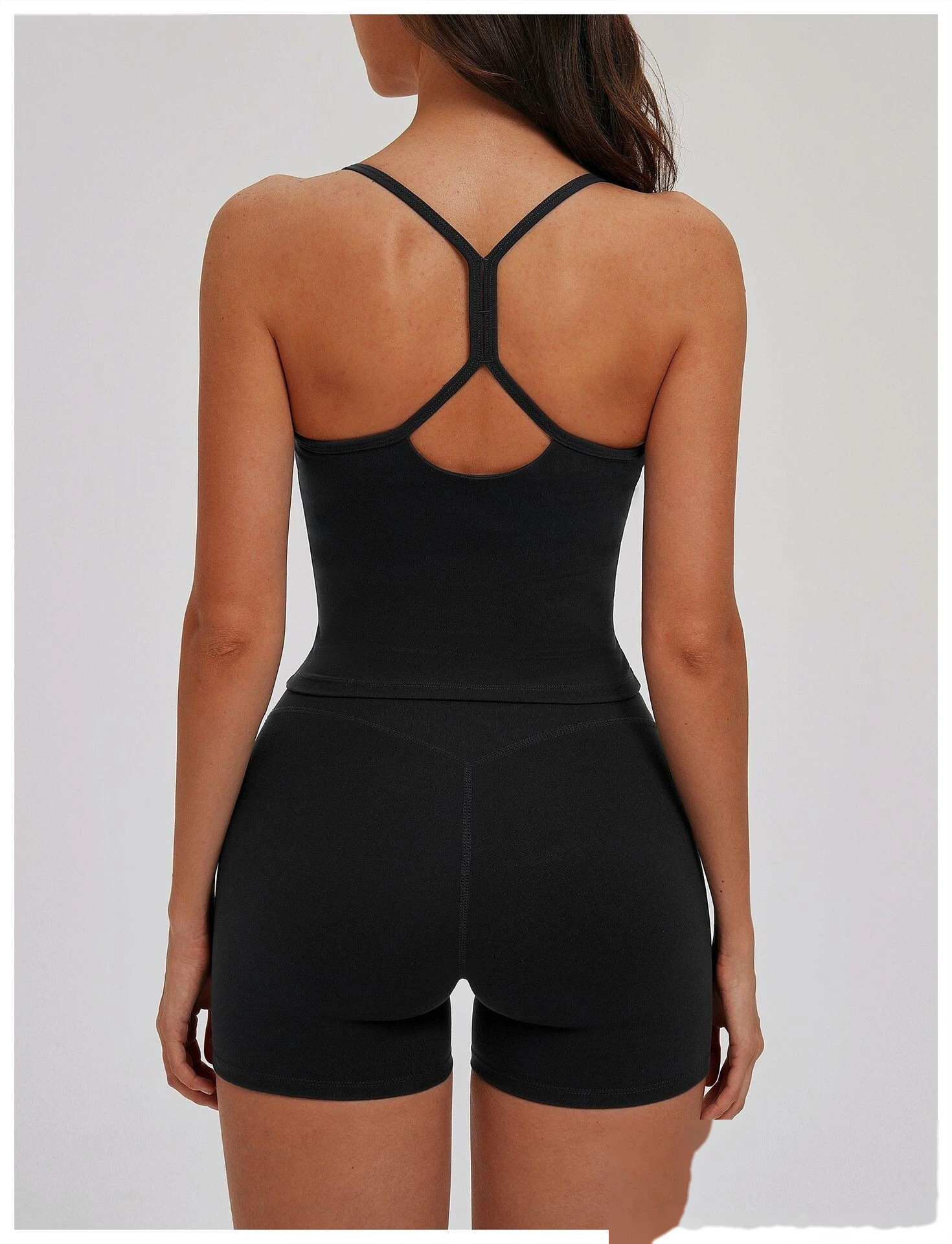 Custom Women's Fitted Yoga Tank Top Casual Versatile Thin Double Strap Sports Bra for Running Workout detail