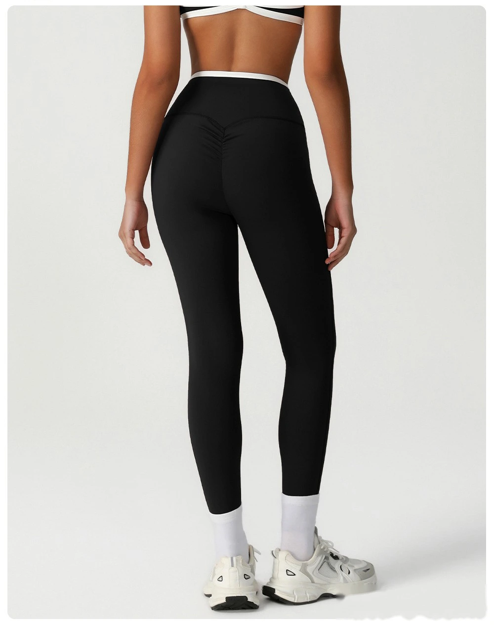 Custom-made comfortable tight-fitting yoga pants cross high waist sports pants training running fitness pants detail