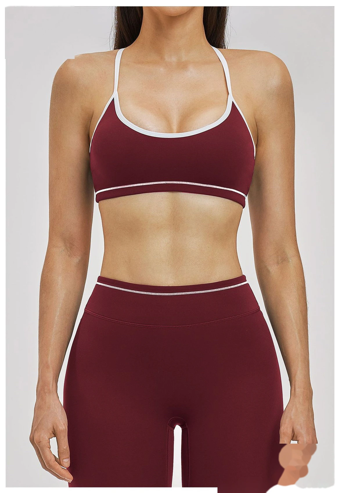 Custom Women’s Color Block Beauty Back Sports Bra Medium Support Yoga Gym Bra detail