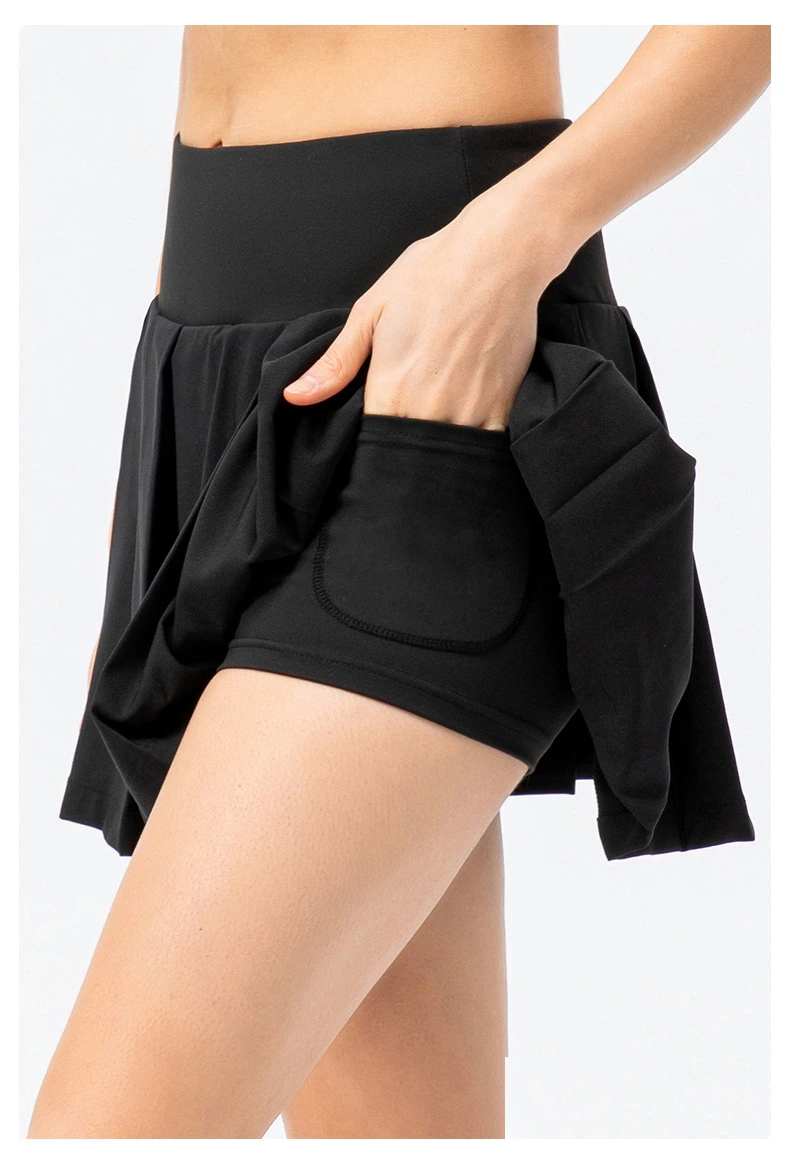 Womens tennis skirts elastic athletic golf skorts with pockets detail