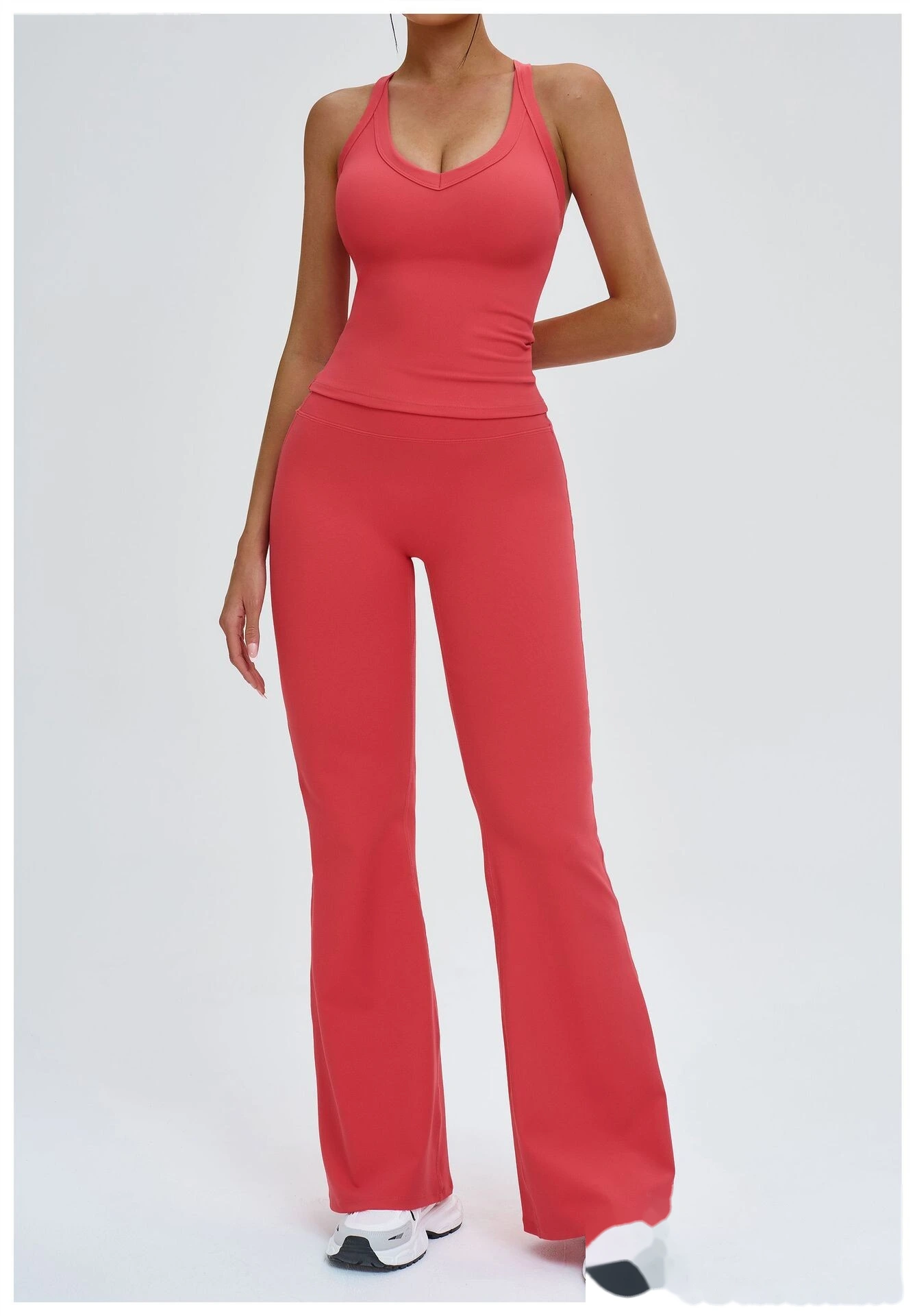 Custom High-Waisted Wide-Leg Yoga Pants - Women's Slimming Flare Outdoor Running Sports Trousers detail
