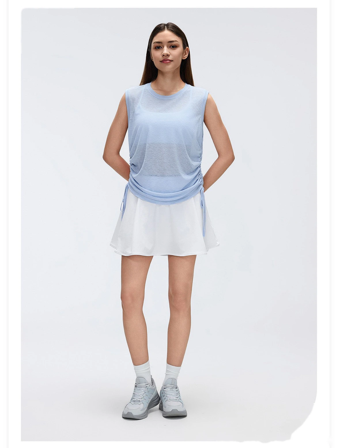 Bulk Custom A-Line Yoga Sports Skirt - Women's Color Block High-Waisted Sweat-Wicking Anti-Chafe Tennis Skort detail
